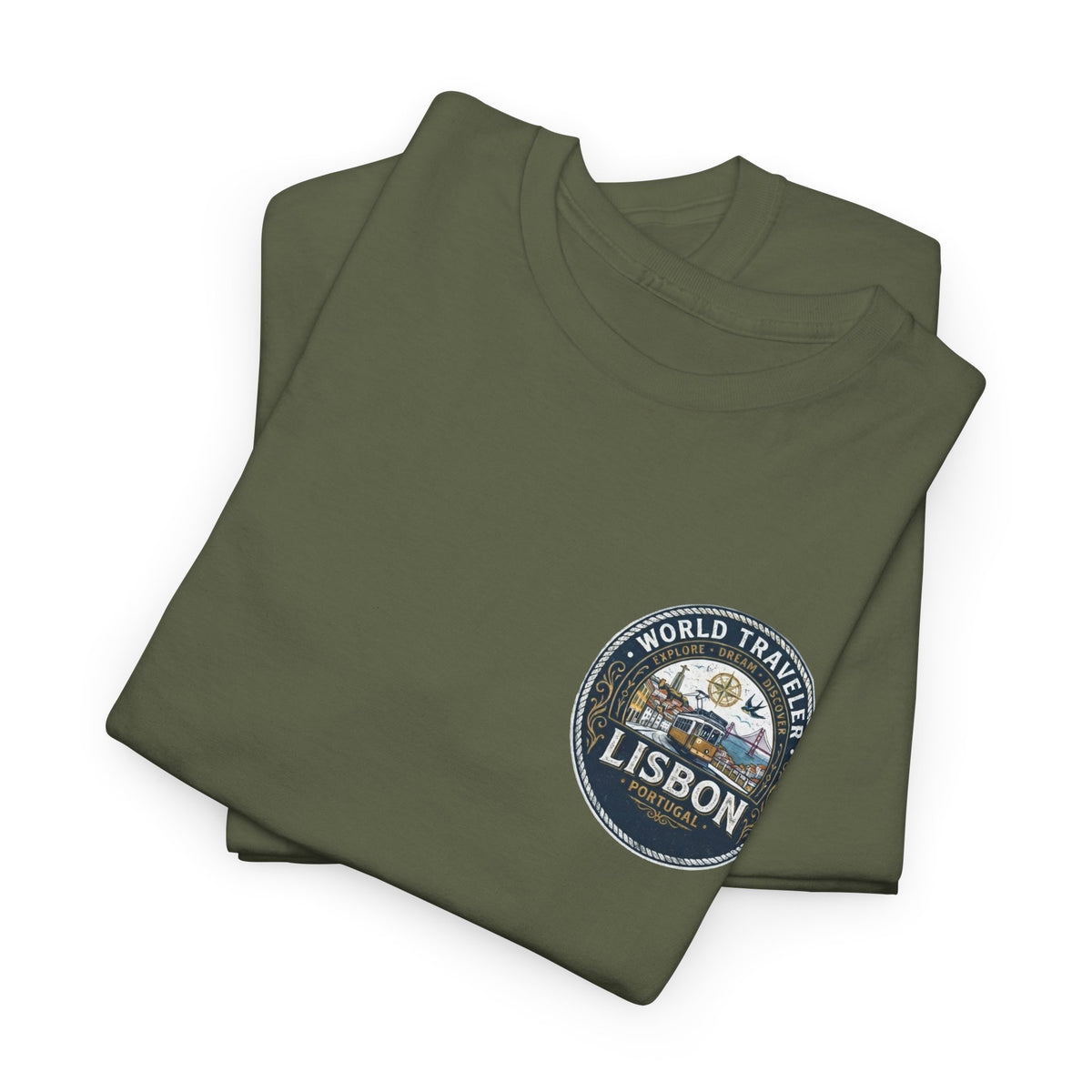 Lisbon World Traveler double sided graphics Unisex Heavy Cotton Tee