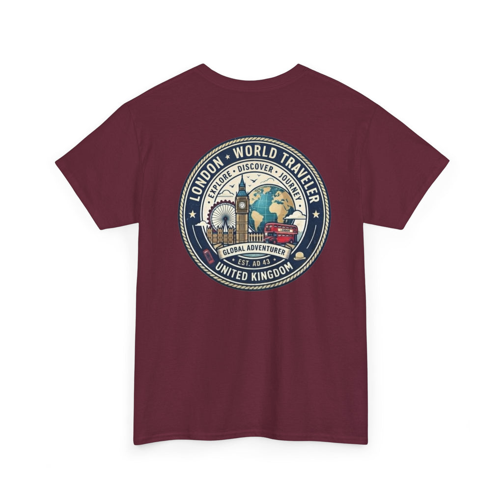 London World Traveler double sided graphics Unisex Heavy Cotton Tee