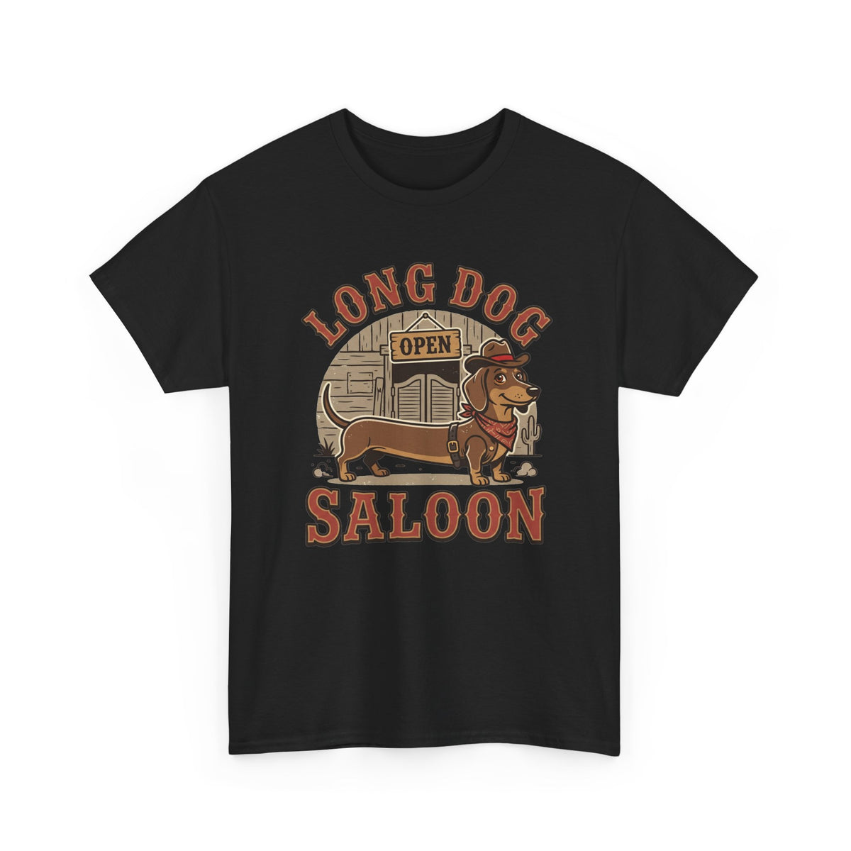 Long Dog Saloon Dachshund Unisex Heavy Cotton Tee