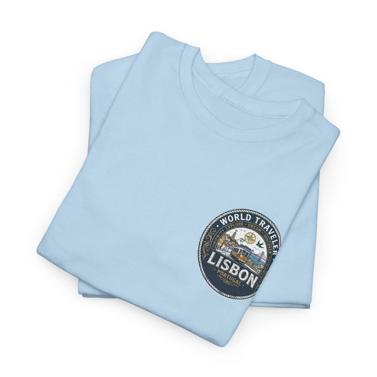 Lisbon World Traveler double sided graphics Unisex Heavy Cotton Tee