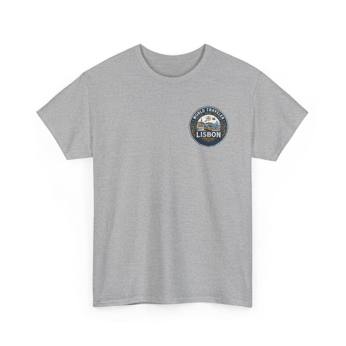 Lisbon World Traveler double sided graphics Unisex Heavy Cotton Tee