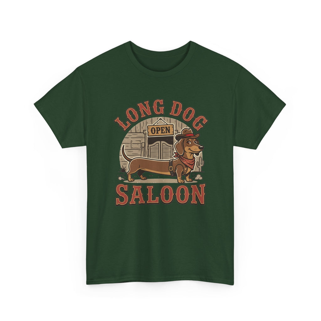 Long Dog Saloon Dachshund Unisex Heavy Cotton Tee