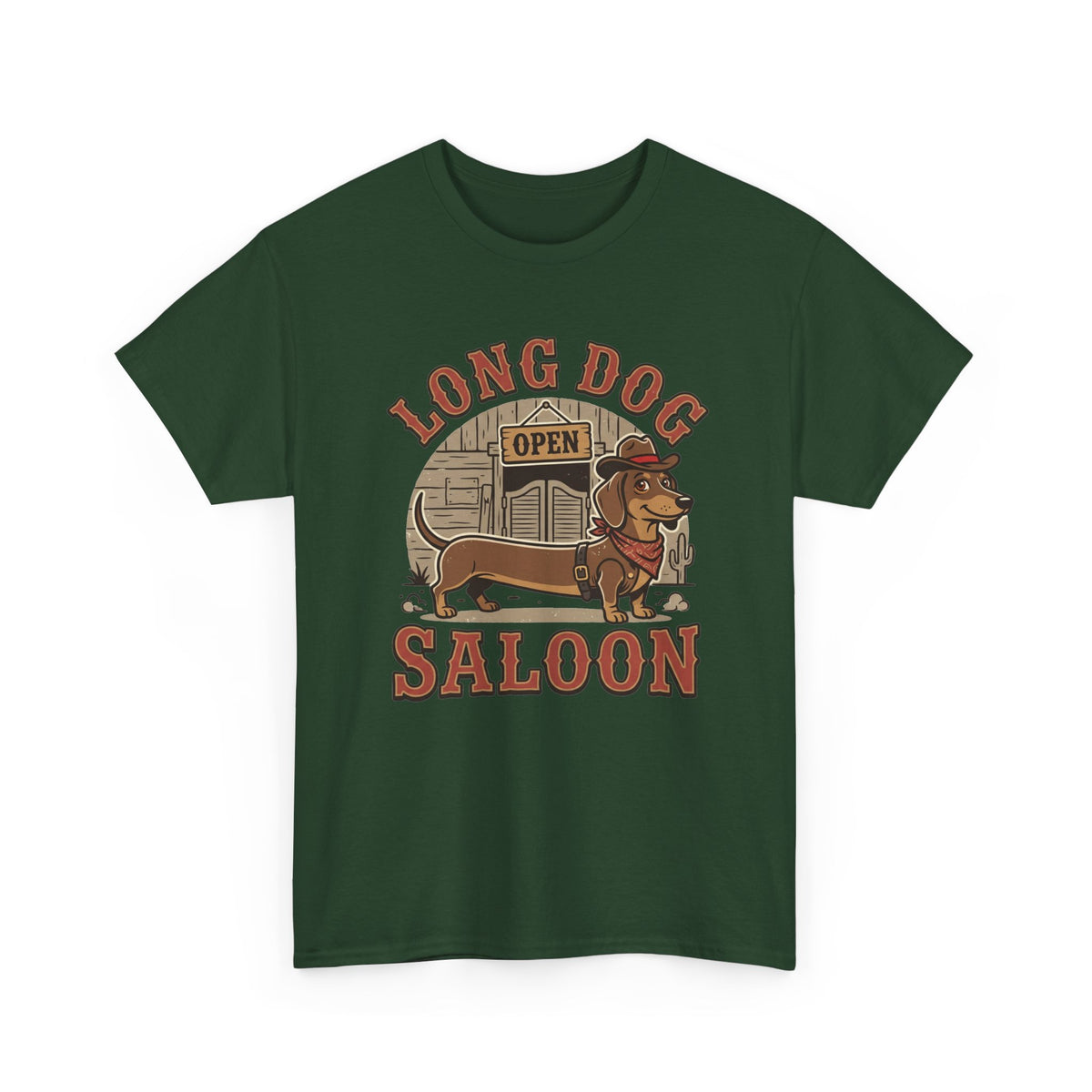 Long Dog Saloon Dachshund Unisex Heavy Cotton Tee