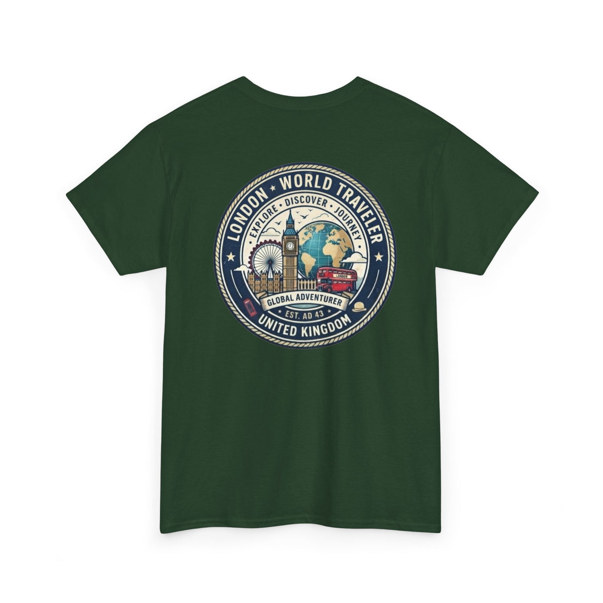 London World Traveler double sided graphics Unisex Heavy Cotton Tee