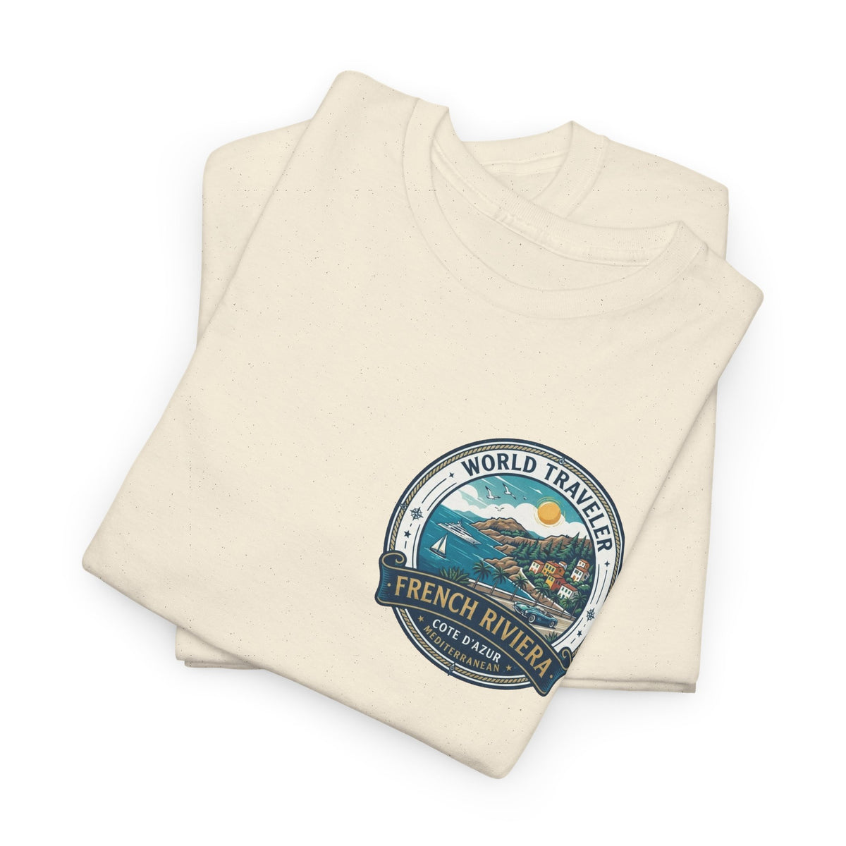 French Riviera World Traveler Unisex Heavy Cotton Tee