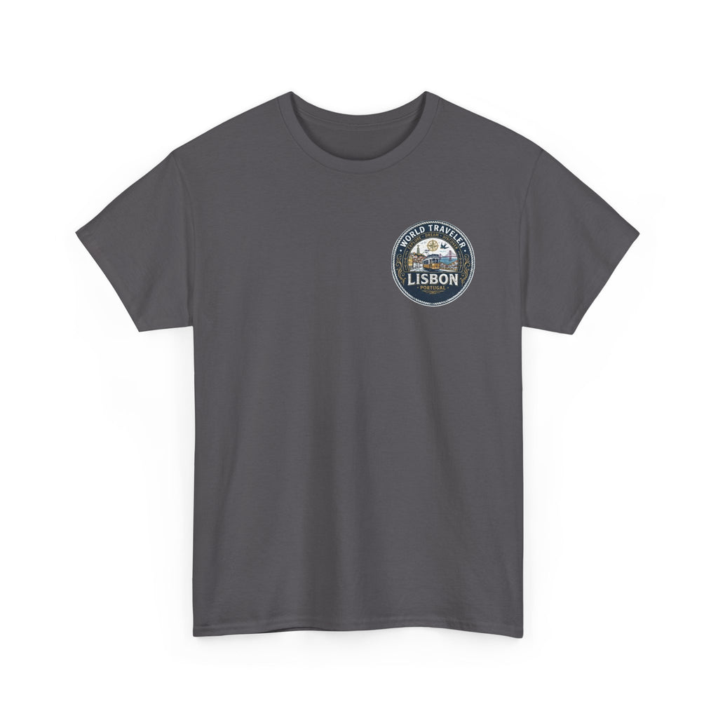 Lisbon World Traveler double sided graphics Unisex Heavy Cotton Tee
