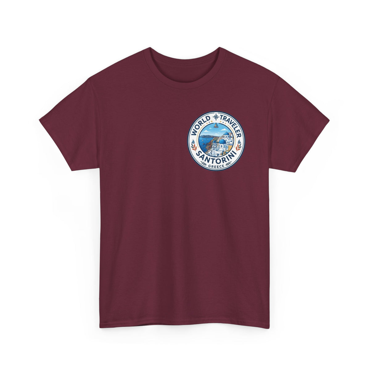 Santorini, Greece World Traveler Unisex Heavy Cotton Tee