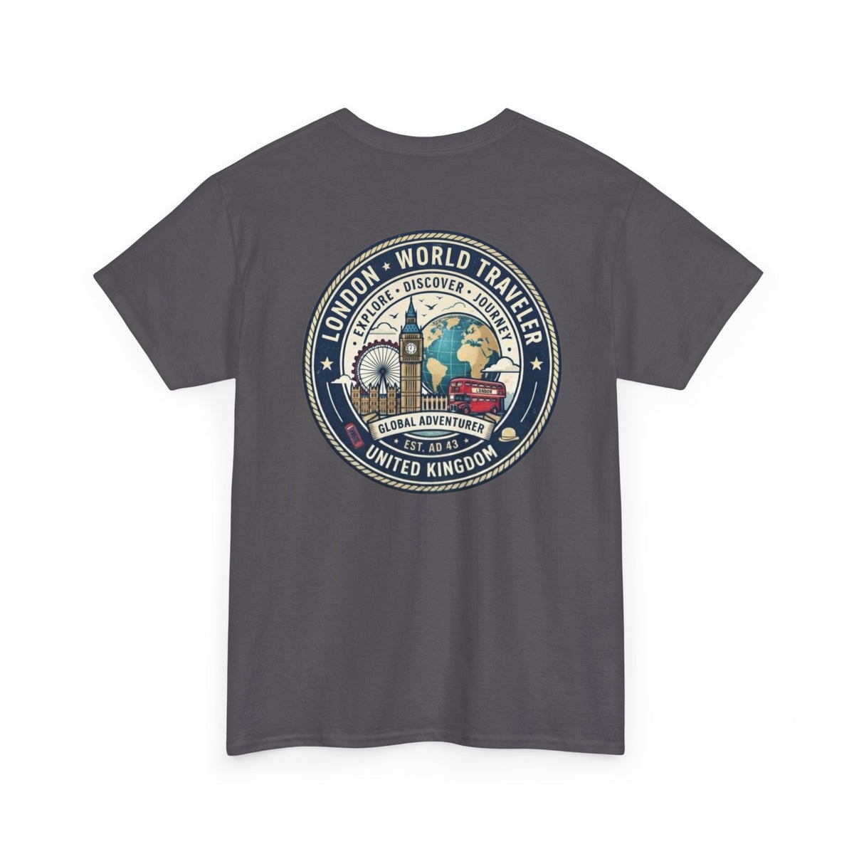 London World Traveler double sided graphics Unisex Heavy Cotton Tee