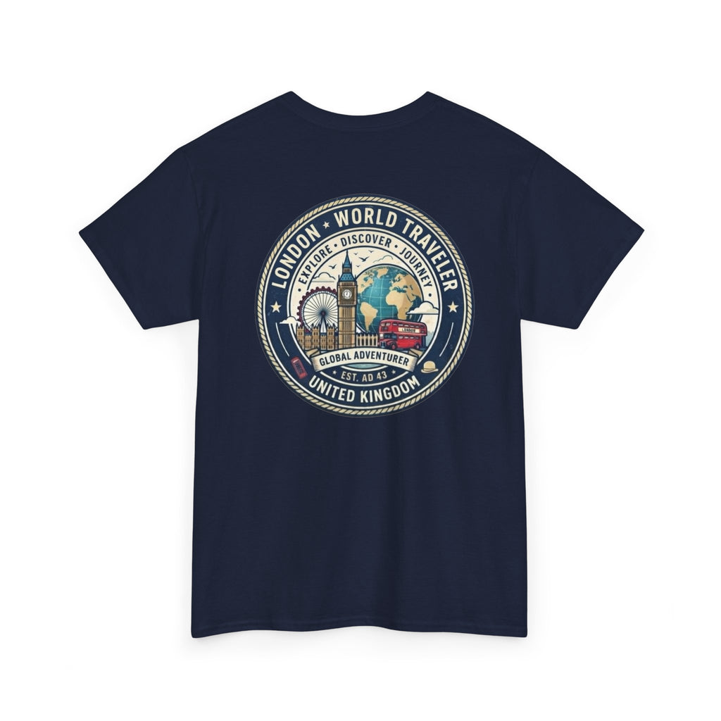 London World Traveler double sided graphics Unisex Heavy Cotton Tee