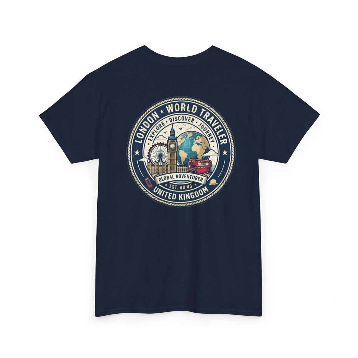 London World Traveler double sided graphics Unisex Heavy Cotton Tee