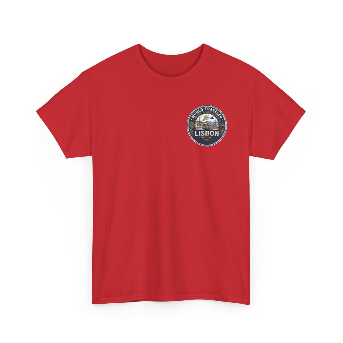 Lisbon World Traveler double sided graphics Unisex Heavy Cotton Tee