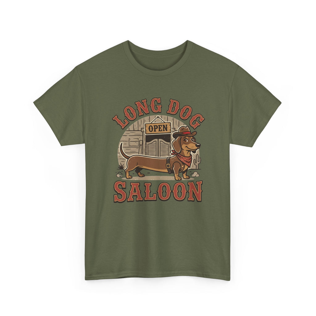 Long Dog Saloon Dachshund Unisex Heavy Cotton Tee