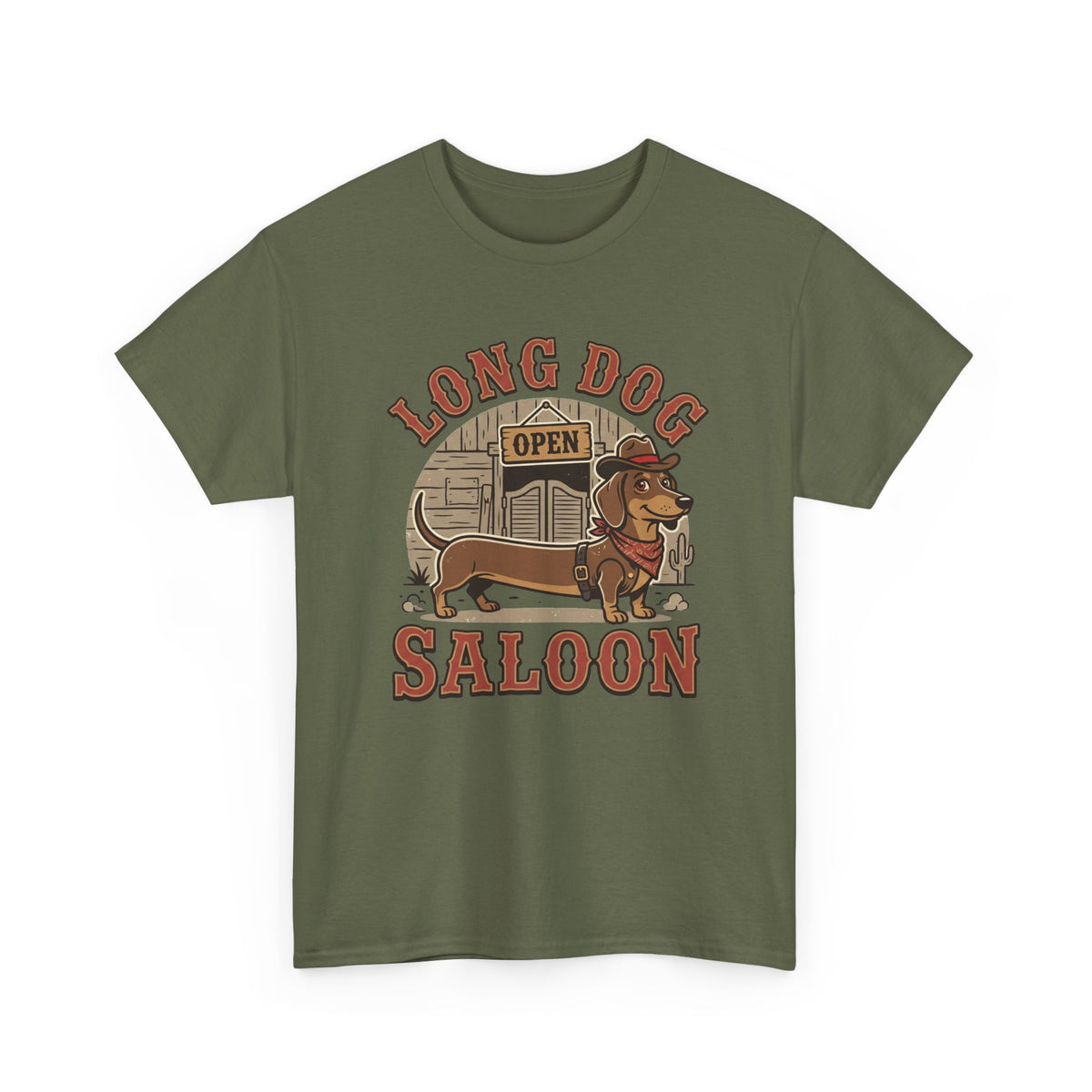 Long Dog Saloon Dachshund Unisex Heavy Cotton Tee
