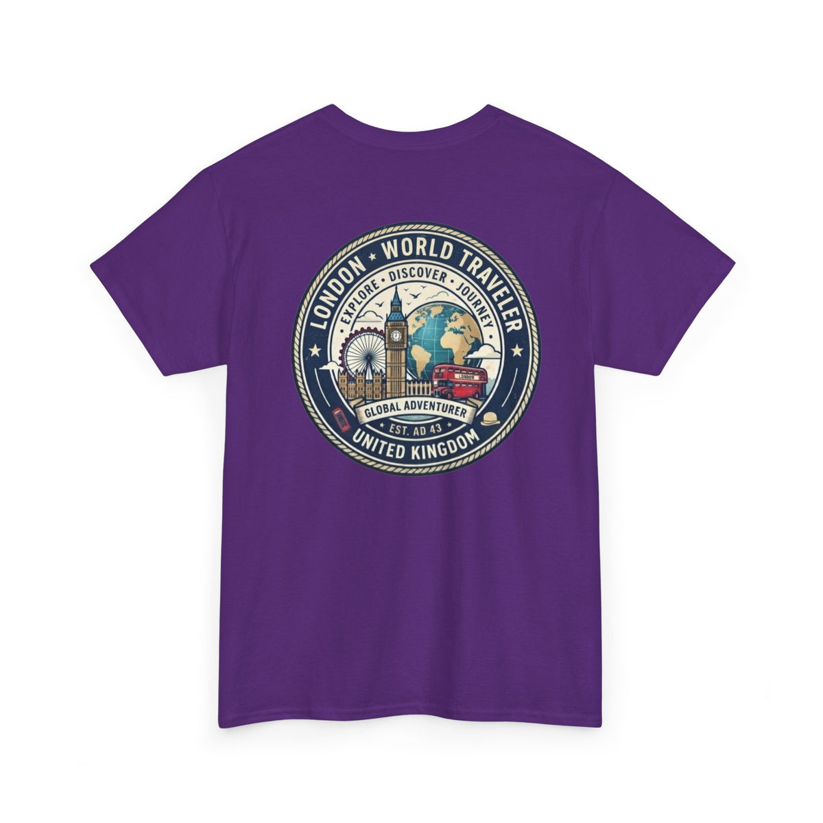 London World Traveler double sided graphics Unisex Heavy Cotton Tee