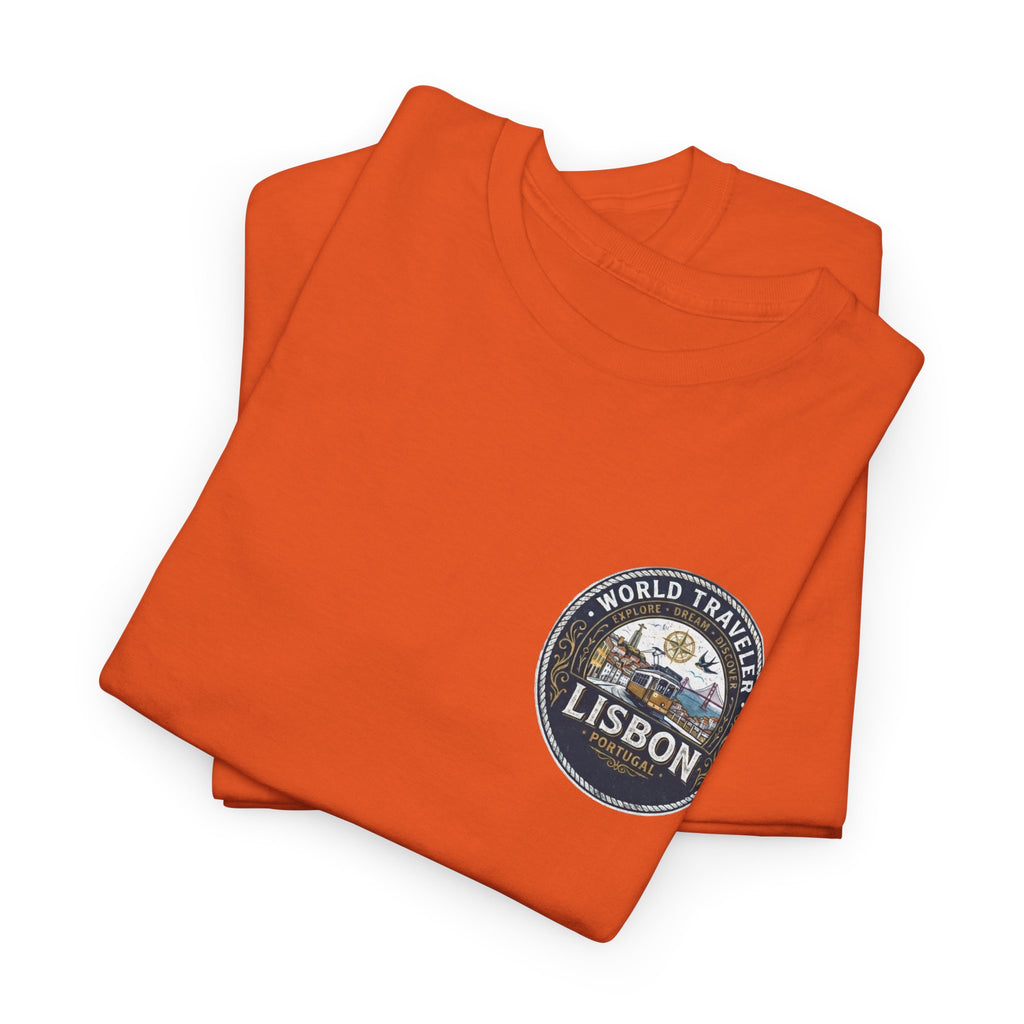 Lisbon World Traveler double sided graphics Unisex Heavy Cotton Tee