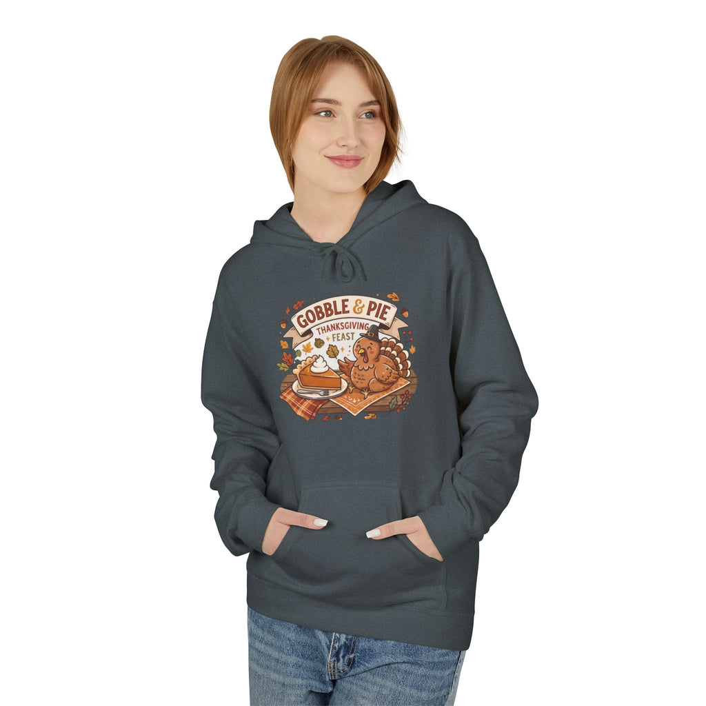 Gobble and Pie Thanksgiving Unisex Midweight Softstyle Fleece Hoodie