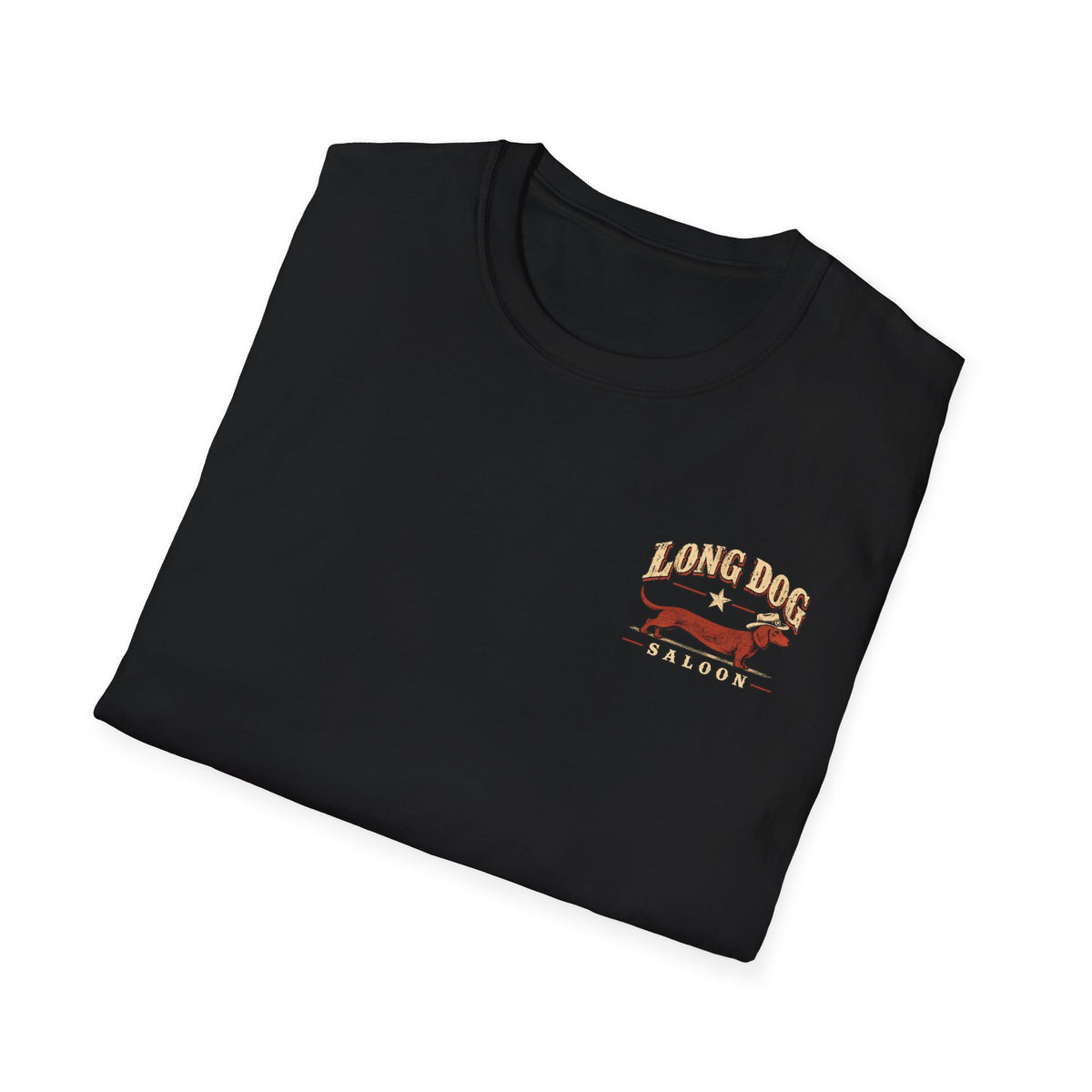 Long Dog Saloon Black Unisex Softstyle T-Shirt