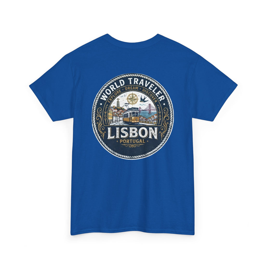 Lisbon World Traveler double sided graphics Unisex Heavy Cotton Tee