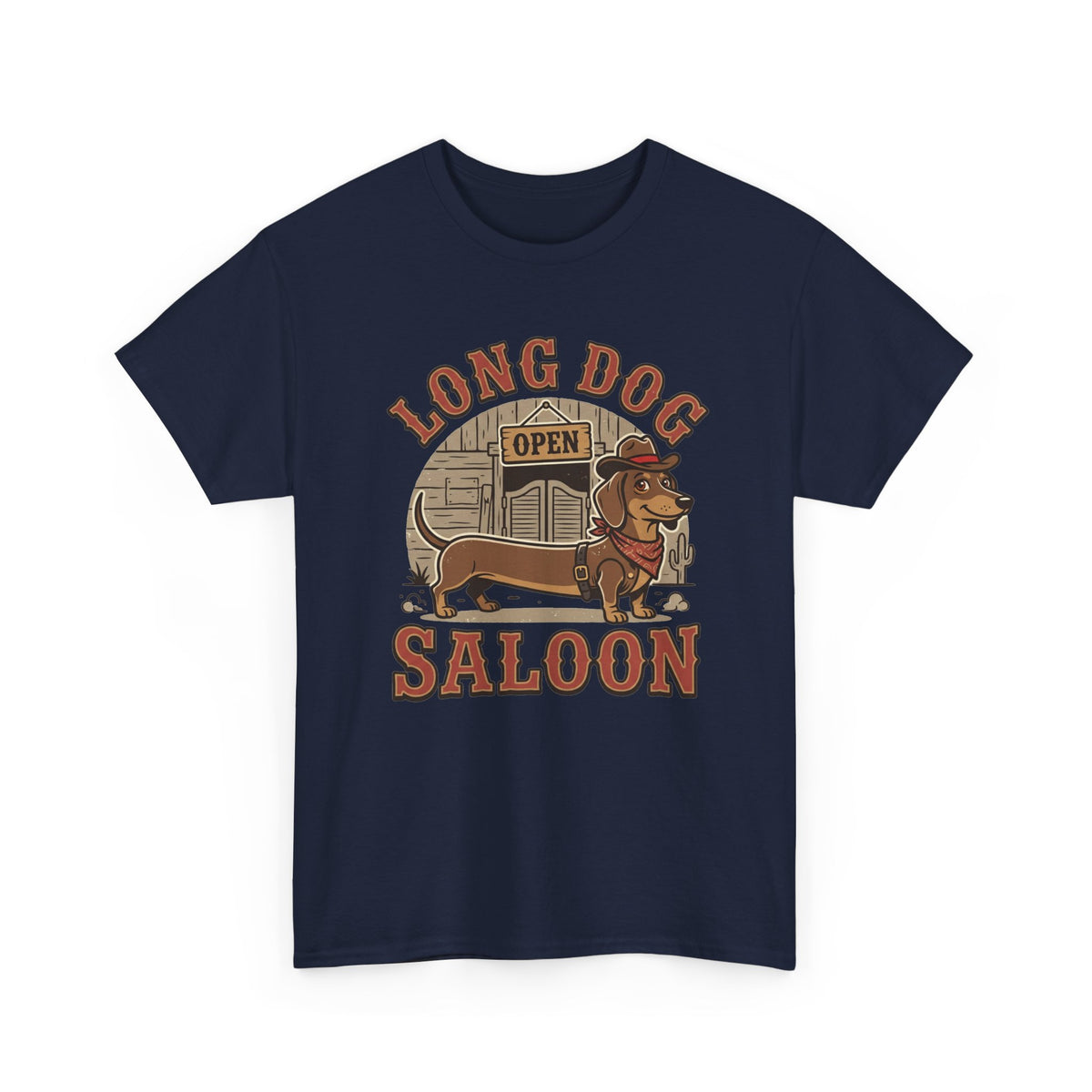Long Dog Saloon Dachshund Unisex Heavy Cotton Tee