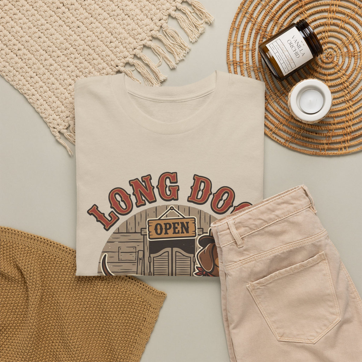 Long Dog Saloon Dachshund Unisex Heavy Cotton Tee