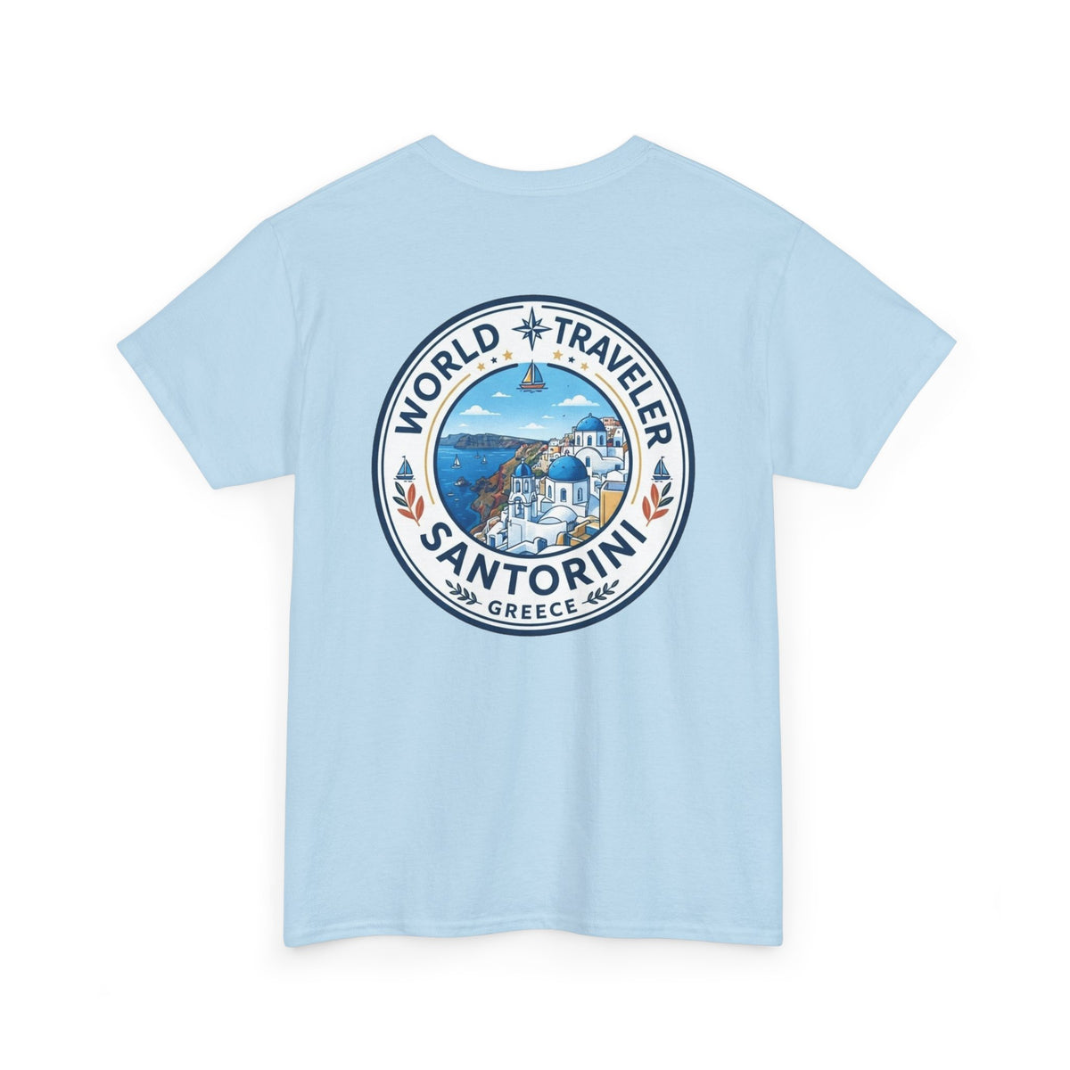 Santorini, Greece World Traveler Unisex Heavy Cotton Tee