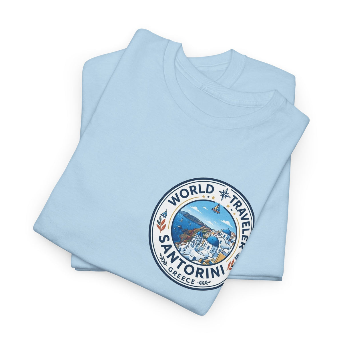 Santorini, Greece World Traveler Unisex Heavy Cotton Tee