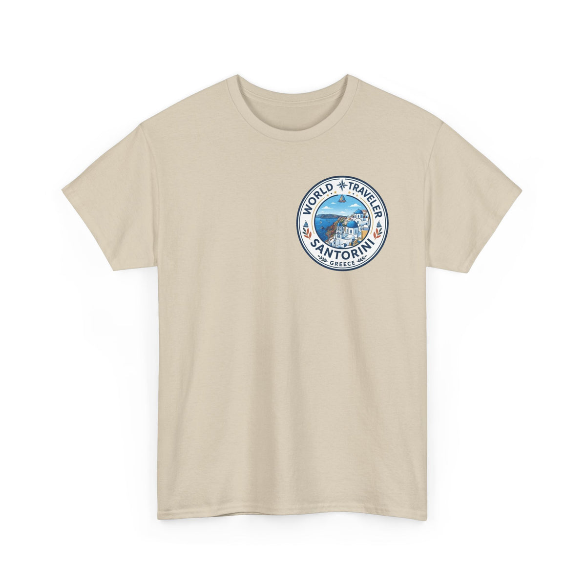 Santorini, Greece World Traveler Unisex Heavy Cotton Tee