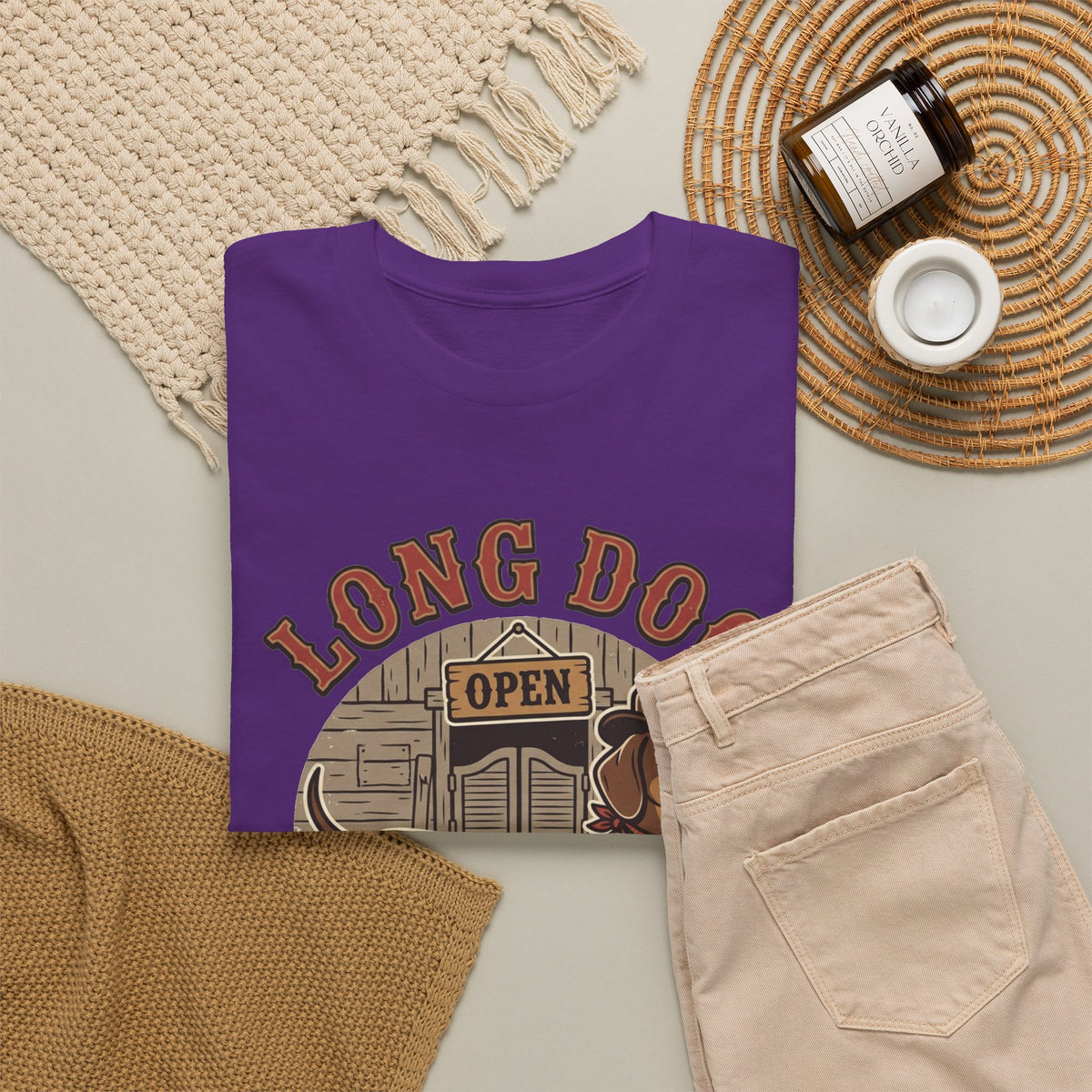 Long Dog Saloon Dachshund Unisex Heavy Cotton Tee