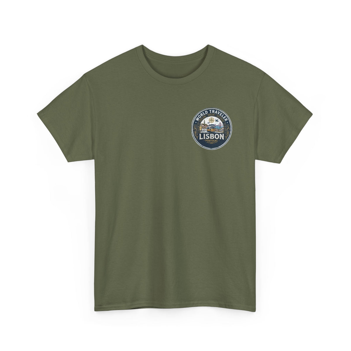 Lisbon World Traveler double sided graphics Unisex Heavy Cotton Tee