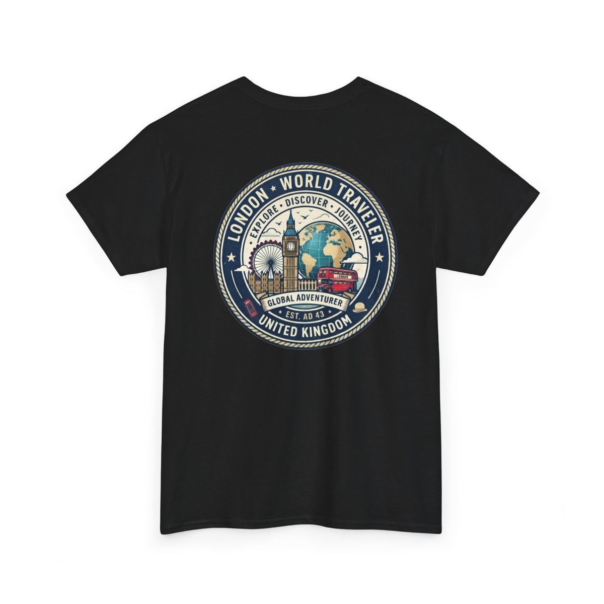 London World Traveler double sided graphics Unisex Heavy Cotton Tee