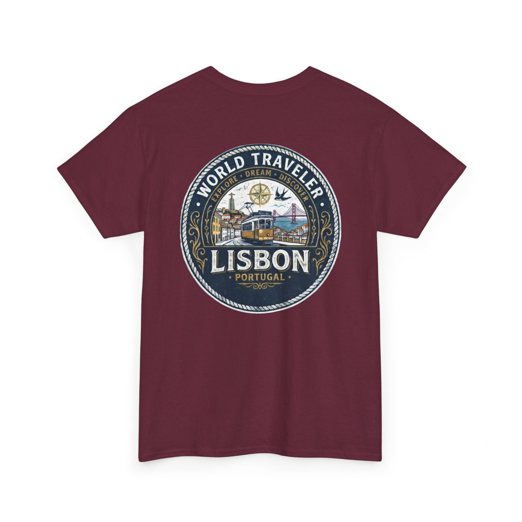 Lisbon World Traveler double sided graphics Unisex Heavy Cotton Tee