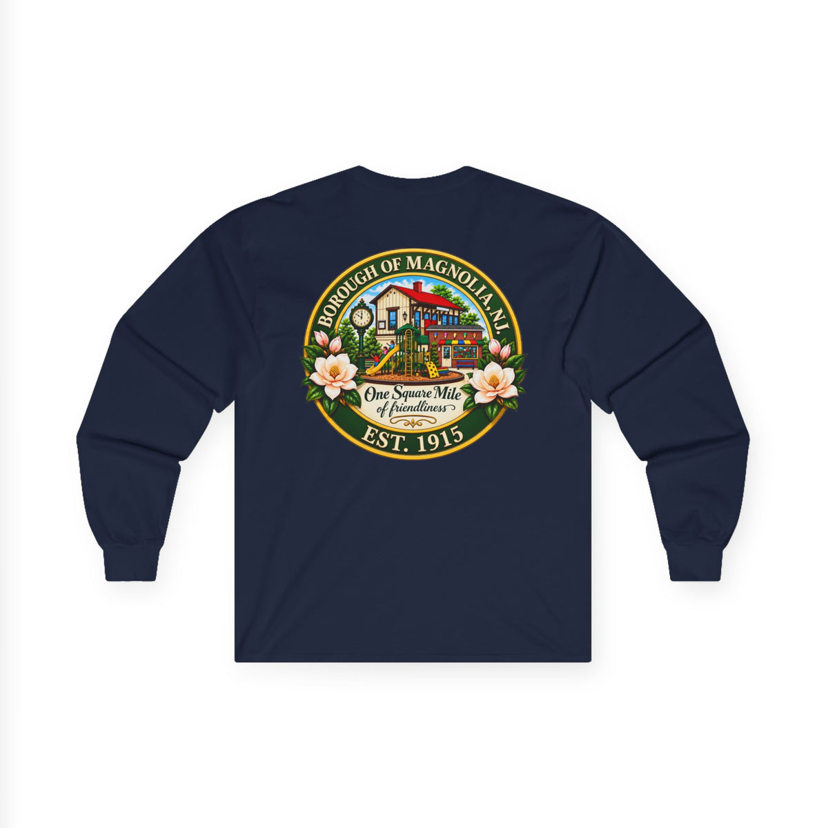 Magnolia, NJ Front and Back Logo Long Sleeve Tee Unisex Ultra Cotton