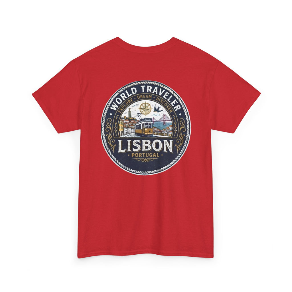 Lisbon World Traveler double sided graphics Unisex Heavy Cotton Tee
