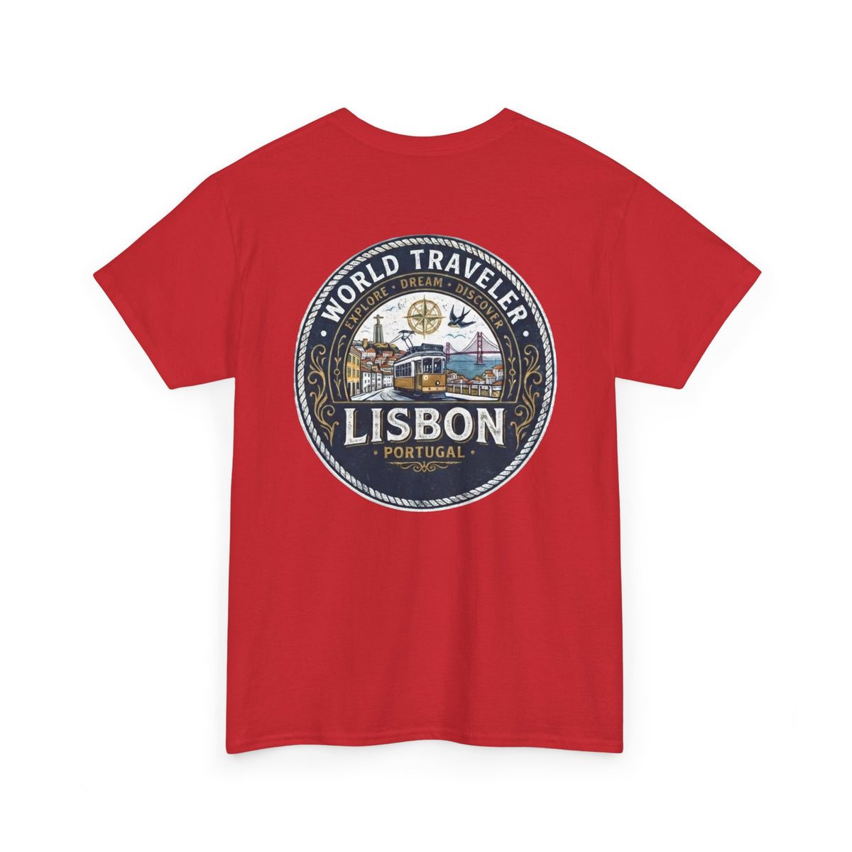 Lisbon World Traveler double sided graphics Unisex Heavy Cotton Tee
