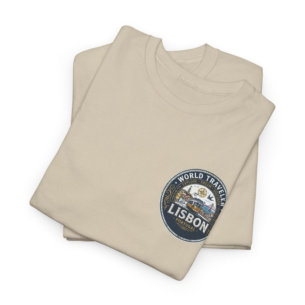 Lisbon World Traveler double sided graphics Unisex Heavy Cotton Tee