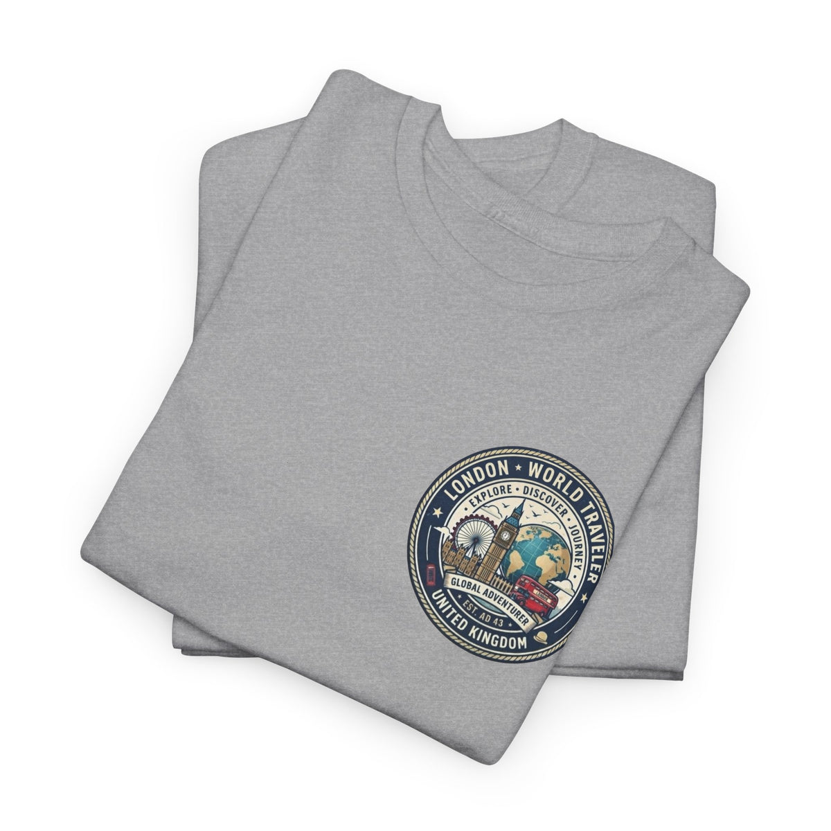 London World Traveler double sided graphics Unisex Heavy Cotton Tee