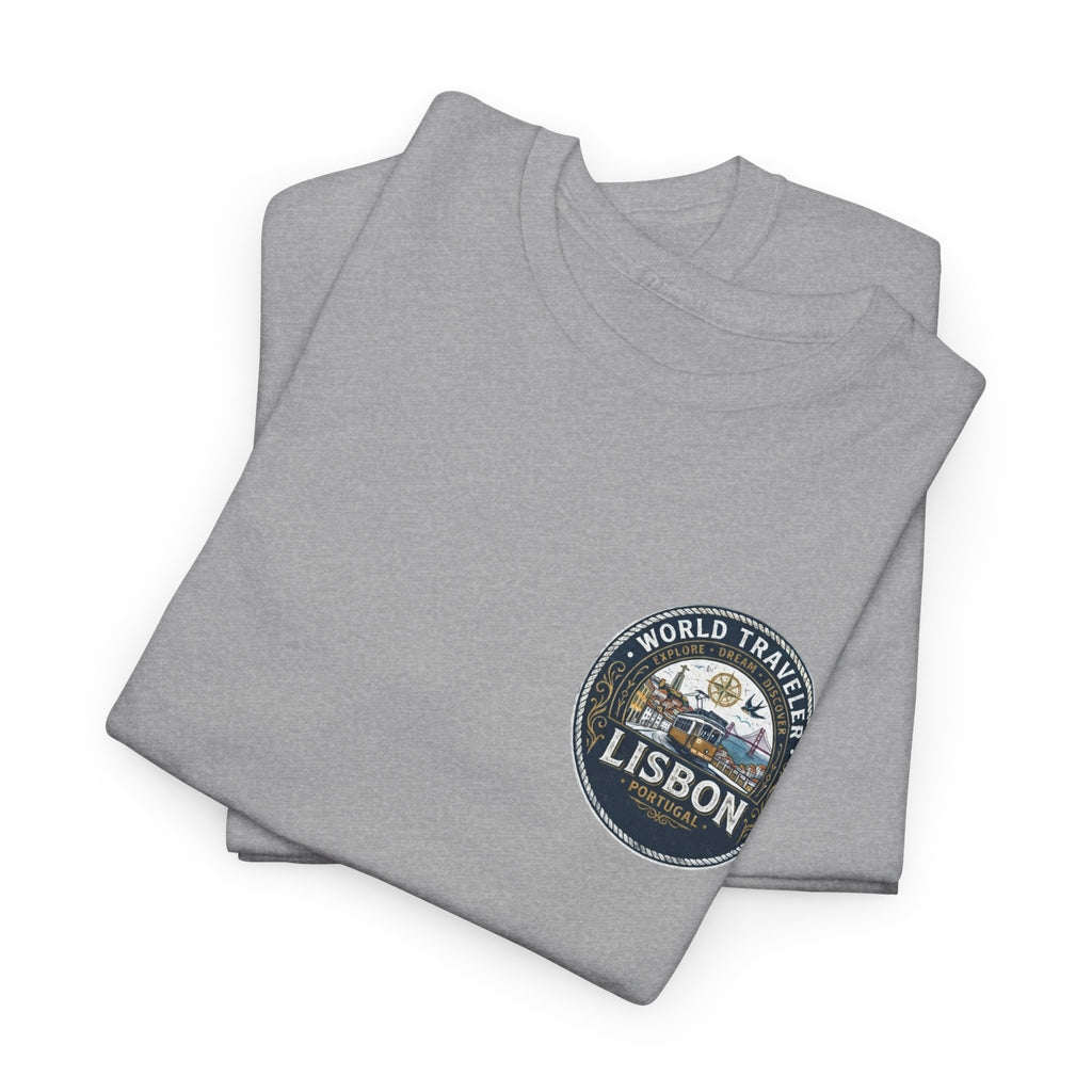 Lisbon World Traveler double sided graphics Unisex Heavy Cotton Tee