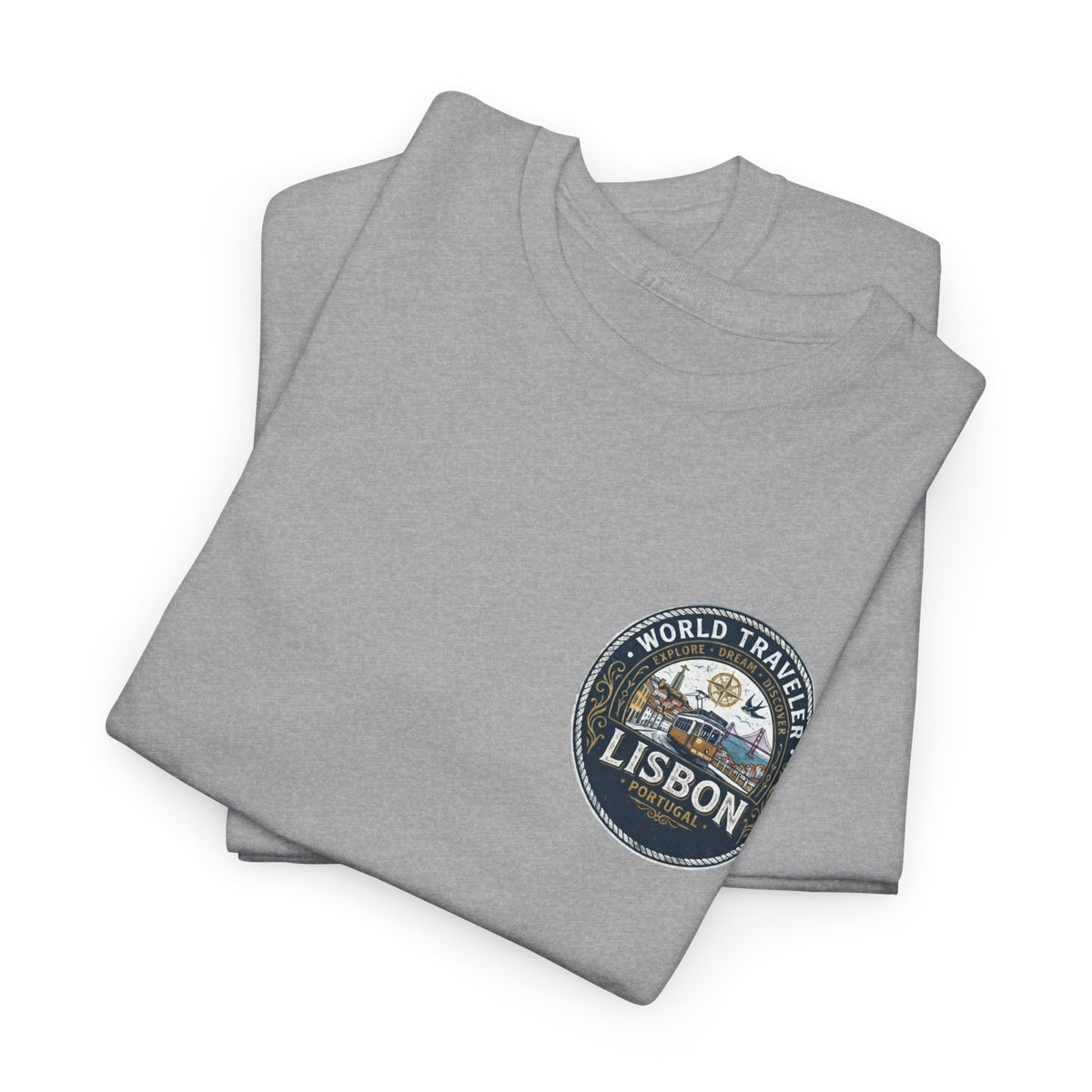 Lisbon World Traveler double sided graphics Unisex Heavy Cotton Tee