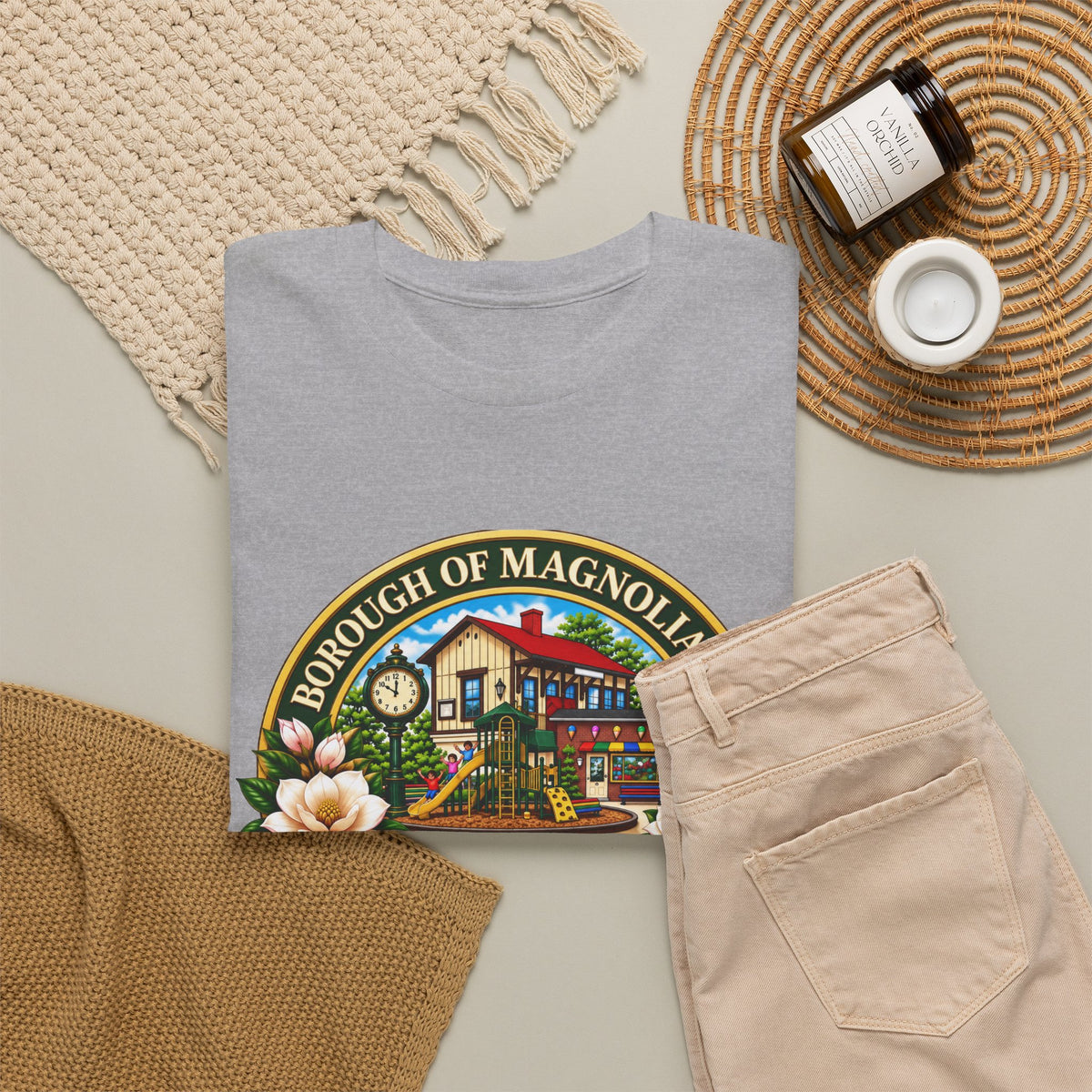 Magnolia, NJ Front Logo Unisex Heavy Cotton Tee