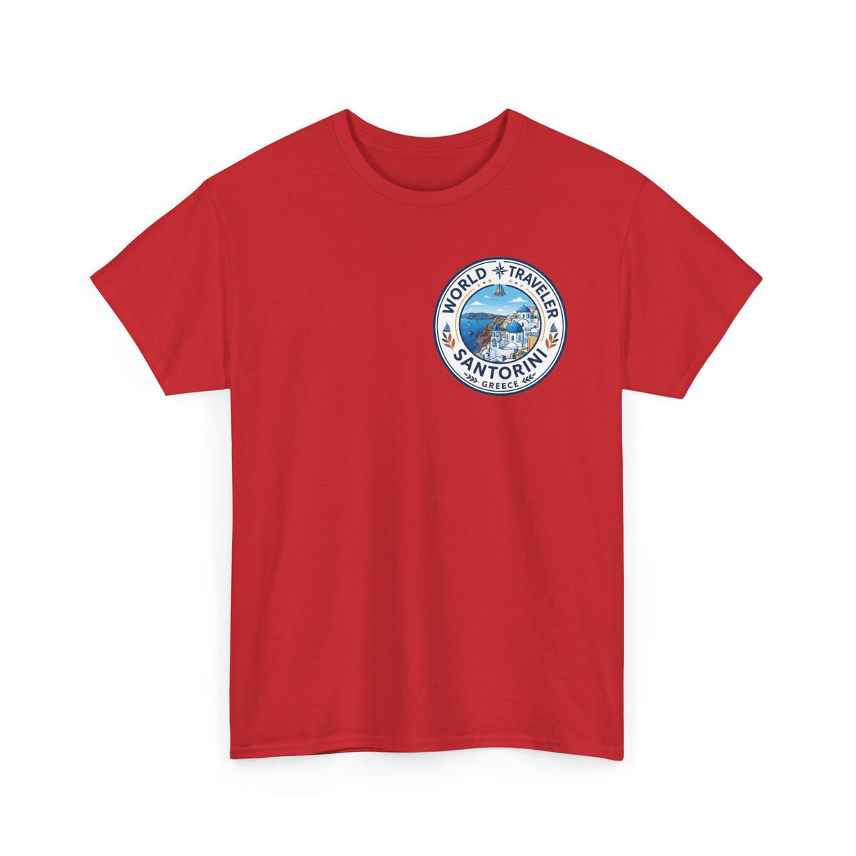 Santorini, Greece World Traveler Unisex Heavy Cotton Tee
