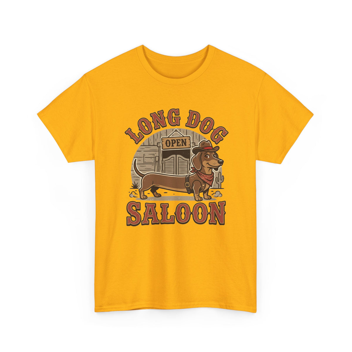 Long Dog Saloon Dachshund Unisex Heavy Cotton Tee