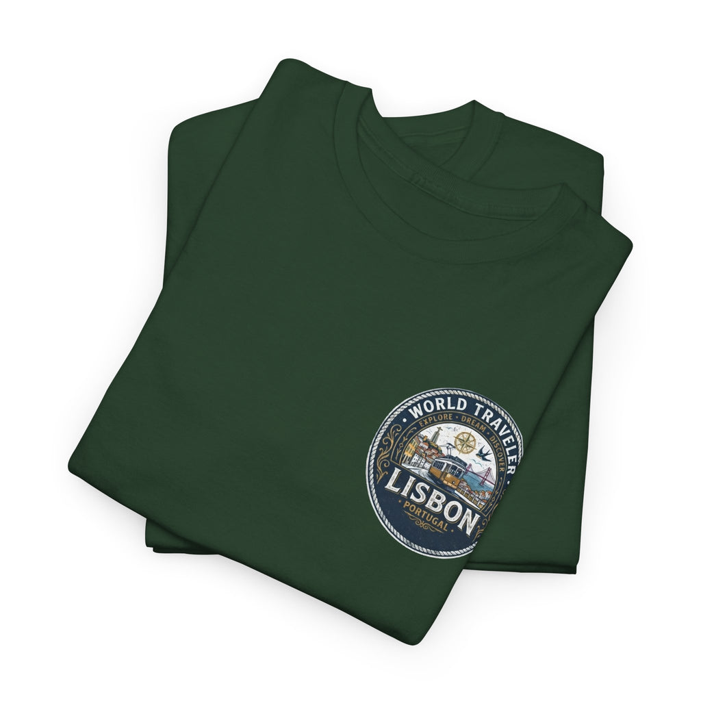 Lisbon World Traveler double sided graphics Unisex Heavy Cotton Tee