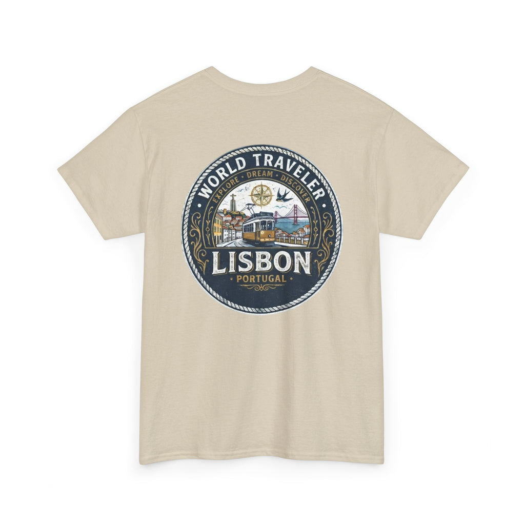 Lisbon World Traveler double sided graphics Unisex Heavy Cotton Tee