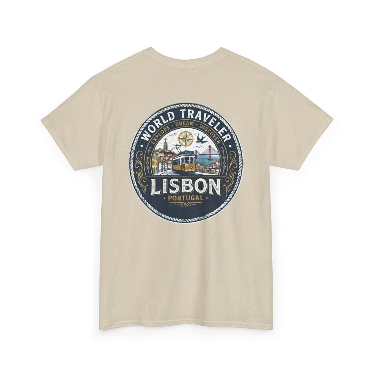 Lisbon World Traveler double sided graphics Unisex Heavy Cotton Tee