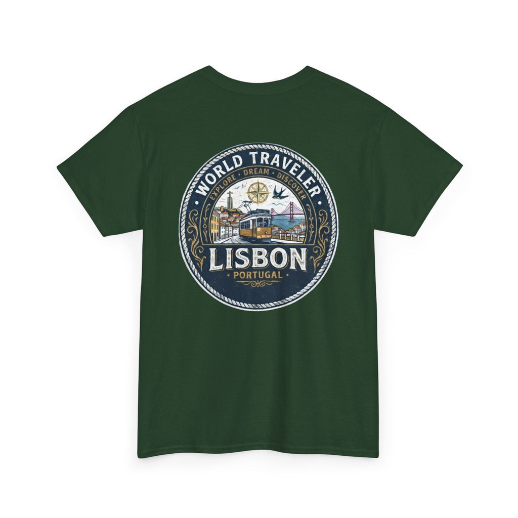 Lisbon World Traveler double sided graphics Unisex Heavy Cotton Tee