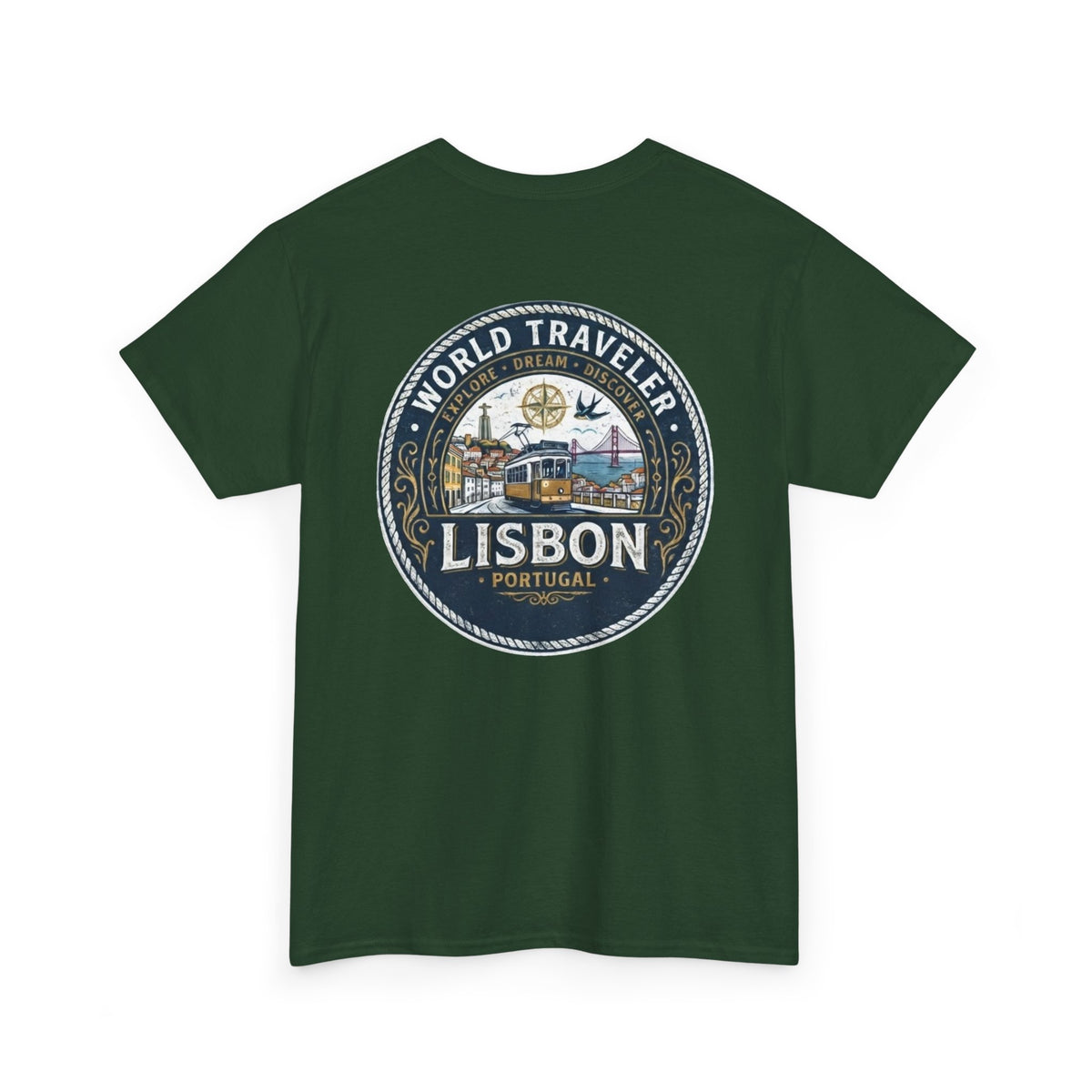 Lisbon World Traveler double sided graphics Unisex Heavy Cotton Tee